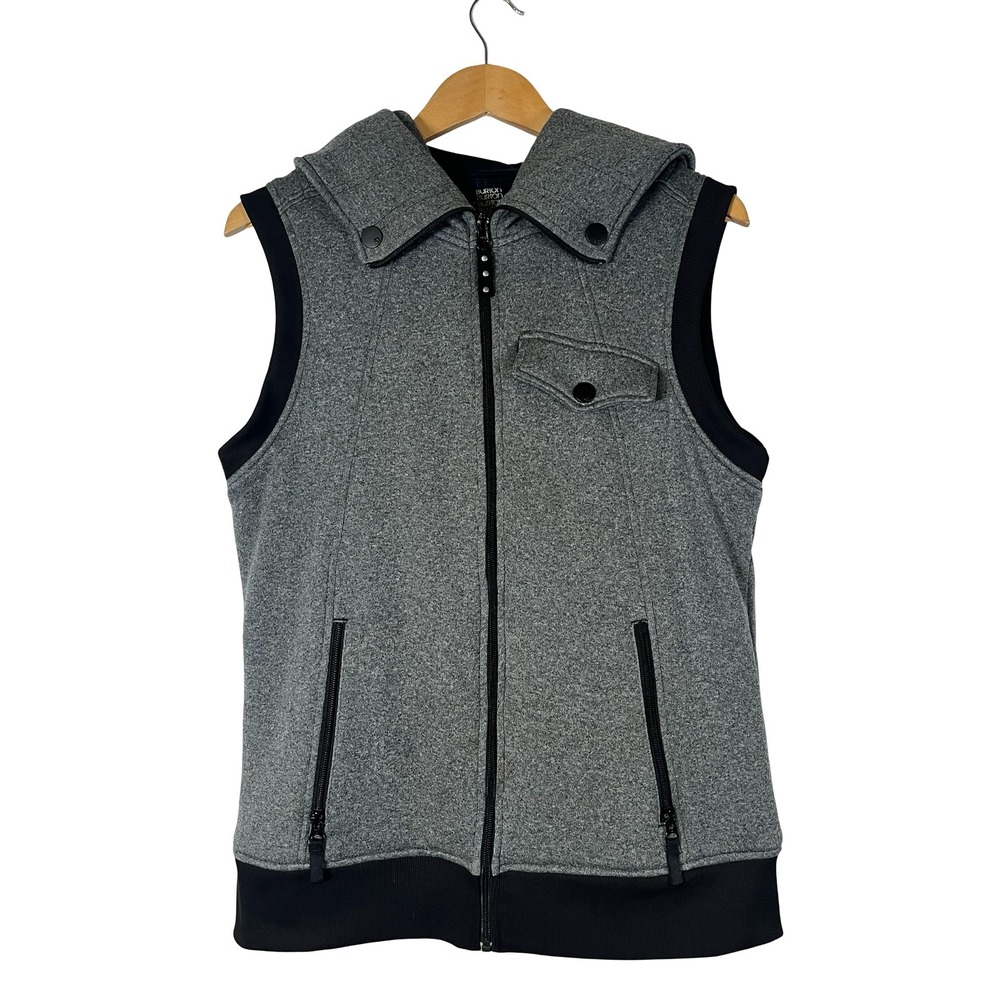 Burton Womens Heather Gray Full Zip Hooded Vest Athletic Casual Size M/L